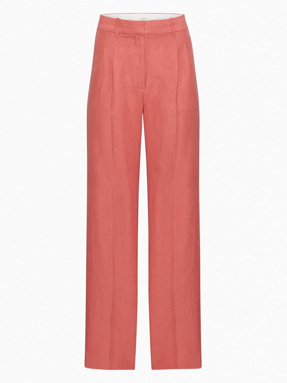 Aritzia Wilfred Pink Coral The Effortless Pants Linen Tailor High Waist Trousers
